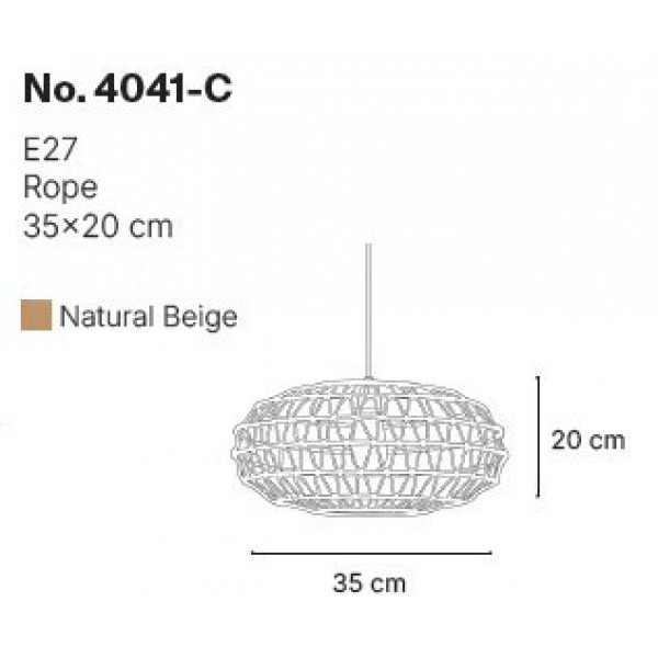 Κρεμαστό Φωτιστικό από σχοινί 1xE27 D:35cm (4041-C) Κρεμαστό Φωτιστικό από σχοινί 1xE27 D:35cm (4041-C)