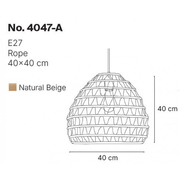 Κρεμαστό Φωτιστικό από σχοινί 1xE27 D:40cm (4047-A)