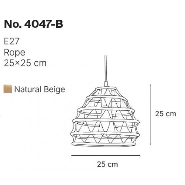 Κρεμαστό Φωτιστικό από σχοινί 1xE27 D:25cm (4047-B) Κρεμαστό Φωτιστικό από σχοινί 1xE27 D:25cm (4047-B)