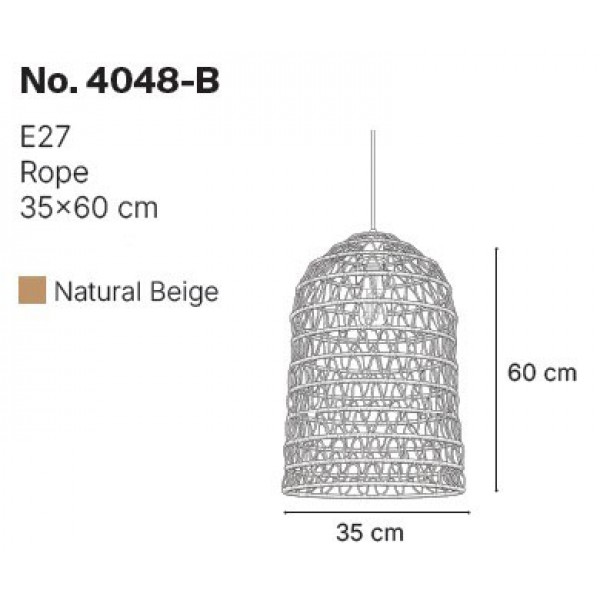 Κρεμαστό Φωτιστικό από σχοινί 1xE27 D:35cm (4048-B) Κρεμαστό Φωτιστικό από σχοινί 1xE27 D:35cm (4048-B)