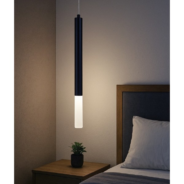 Κρεμαστό φωτιστικό LED 5W 3000K από μαύρο μέταλλο D:9X200cm (4066-Black) Κρεμαστό φωτιστικό LED 5W 3000K από μαύρο μέταλλο D:9X200cm (4066-Black)
