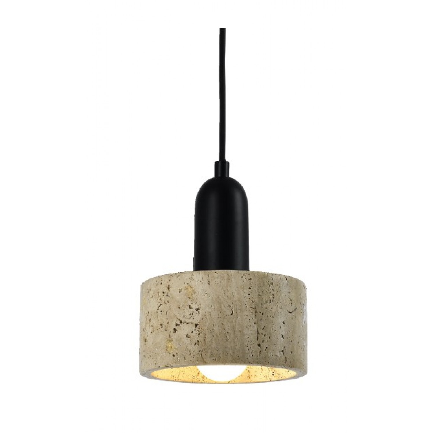 Κρεμαστό φωτιστικό γκρι από travertine marble 1XΕ27 D:15 x 20cm (4086)