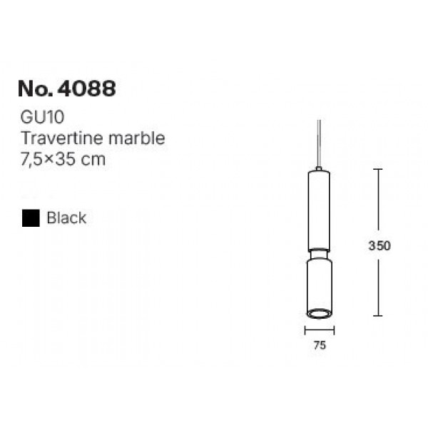 Κρεμαστό φωτιστικό γκρι από travertine marble 1XGU10 D:7,5 x 35cm (4088)