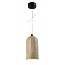 Κρεμαστό φωτιστικό γκρι από travertine marble 1XΕ27 D:10 x 19cm (4089)