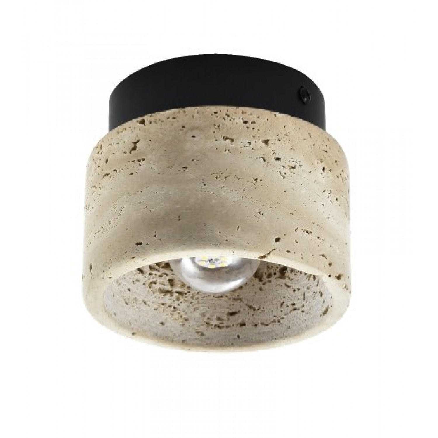 Πλαφονιέρα οροφής γκρι από travertine marble 1XE27 D:12cm (42046)