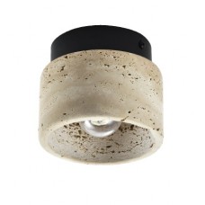 Πλαφονιέρα οροφής γκρι από travertine marble 1XE27 D:12cm (42046)