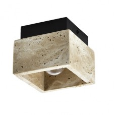 Πλαφονιέρα οροφής γκρι από travertine marble 1XE27 D:12cm (42047)
