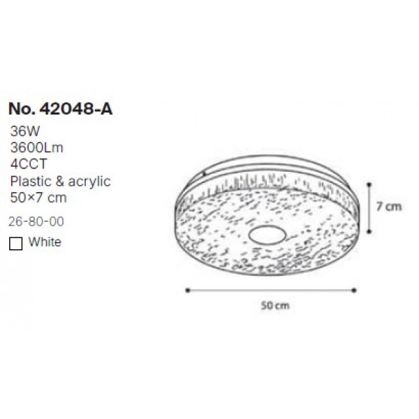 Πλαφονιέρα οροφής LED 36W 4cct από λευκό ακρυλικό D:50cm (42048-Α)