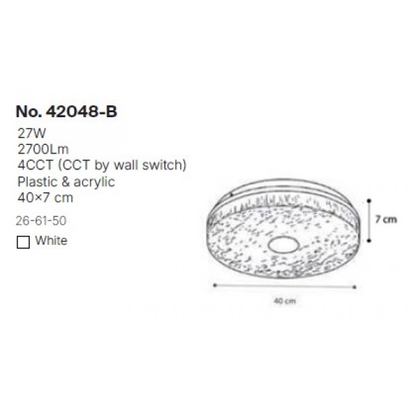 Πλαφονιέρα οροφής LED 36W 4cct από λευκό ακρυλικό D:50cm (42048-B)