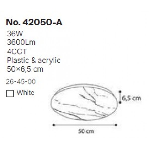 Πλαφονιέρα οροφής LED 36W 4cct από λευκό ακρυλικό D:50cm (42050-Α-Λευκό)