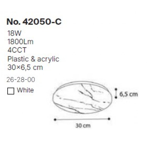 Πλαφονιέρα οροφής LED 18W 4cct από λευκό ακρυλικό D:30cm (42050-C-Λευκό)