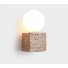 Επιτοίχιο φωτιστικό γκρι από travertine marble 1XG9 D:10 x 20cm (43063)