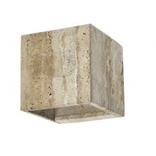 Επιτοίχιο φωτιστικό γκρι από travertine marble 1XG9 D:12 x 12cm (43064)
