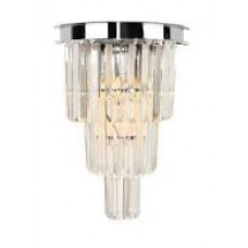 Επιτοίχιο φωτιστικό από χρώμιο αλουμίνιο και κρύσταλλα 2XE14 D:37cm (43069)