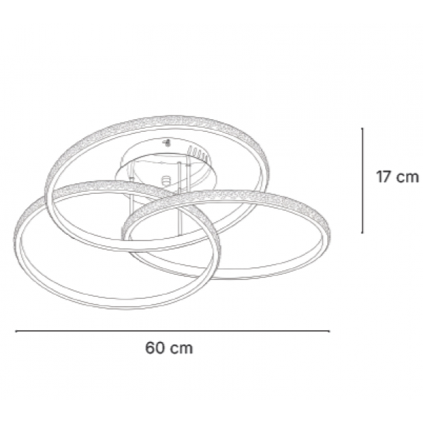 Πλαφονιέρα οροφής LED 52W 3CCT από χρώμιο αλουμίνιο και ακρυλικό D:60cm (6091-Black)