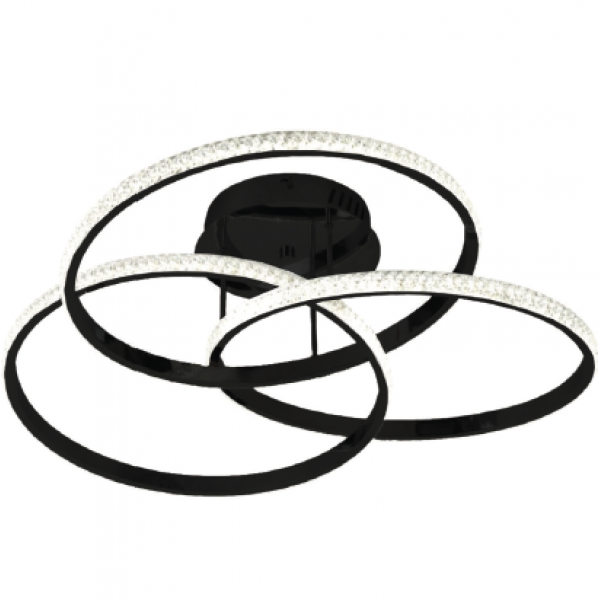 Πλαφονιέρα οροφής LED 52W 3CCT από χρώμιο αλουμίνιο και ακρυλικό D:60cm (6091-Black)