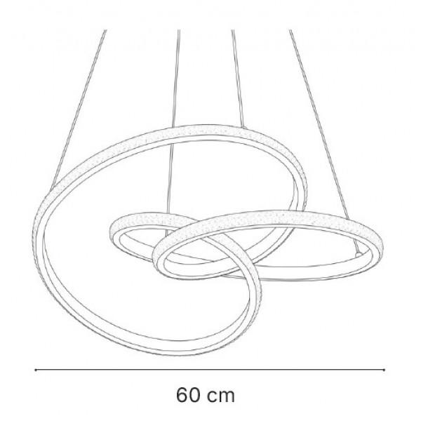 Κρεμαστό φωτιστικό LED 58W 3CCT (by switch on base) σε μαύρη απόχρωση D:60cm (6092-A-Black)