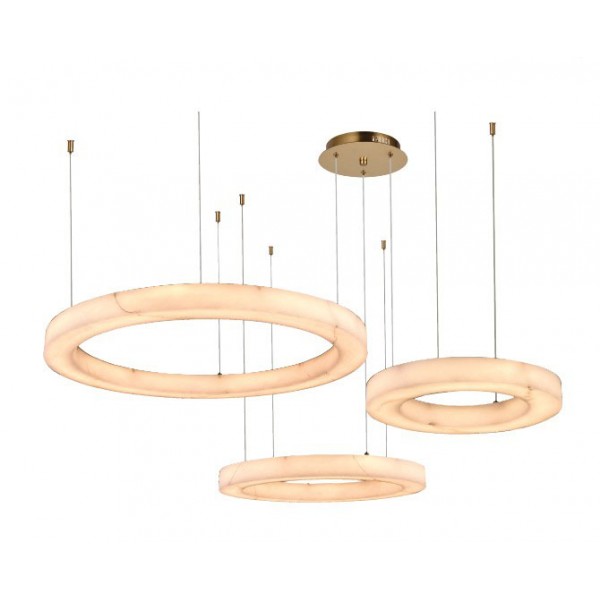 Κρεμαστό φωτιστικό, Alabaster, 65W, 7150 lm, 3CCT (by switch on base)D: 80X6cm-60X6cm-40X6cm(6115-A)