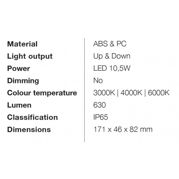 Caror - LED 9W 3CCT Up and Down Outdoor Light in Grey Color (80204030)