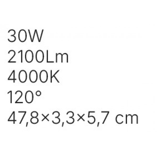 Γραμμικό φωτιστικό LED 35W 3000K για μονοφασική ράγα σε μαύρη απόχρωση D:47,5cmX3,3cm (T02701-BL)