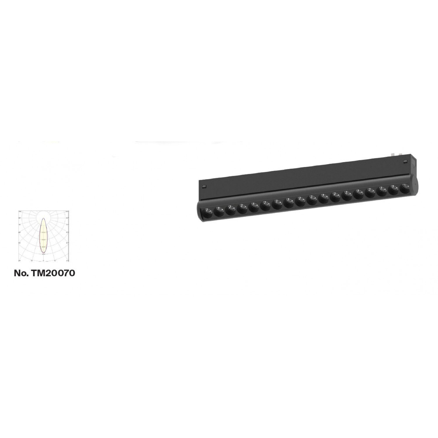 Γραμμικό Φωτιστικό LED 18W με Anti-glare Dots 3CCT 24° για μαγνητική Ράγα 220V  σε μαύρη απόχρωση D: 33,4x6x3,3cm (TM20070)