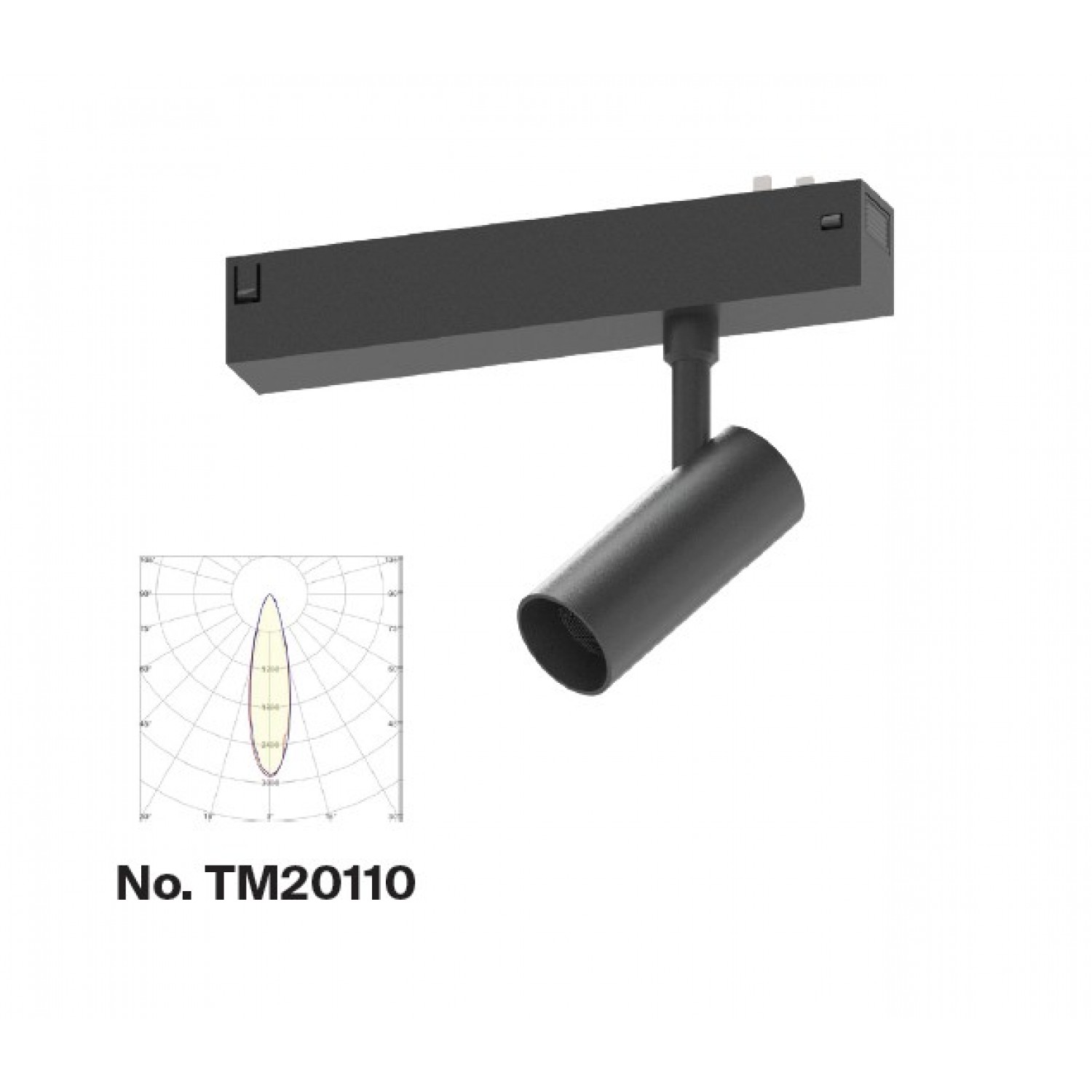 Φωτιστικό spot LED 7W, 3CCT, 24° για μαγνητική ράγα 220V, σε μαύρη απόχρωση D:3,5x8cm (TM20110)