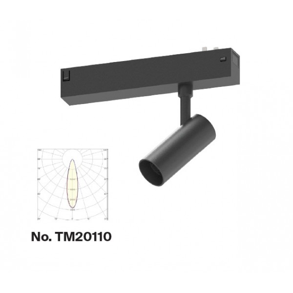 Φωτιστικό spot LED 7W, 3CCT, 24° για μαγνητική ράγα 220V, σε μαύρη απόχρωση D:3,5x8cm (TM20110)