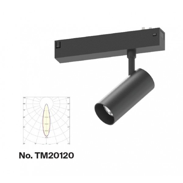 Φωτιστικό spot LED 10W, 3CCT, 24° για μαγνητική ράγα 220V, σε μαύρη απόχρωση D:4,5x10cm (TM20120)