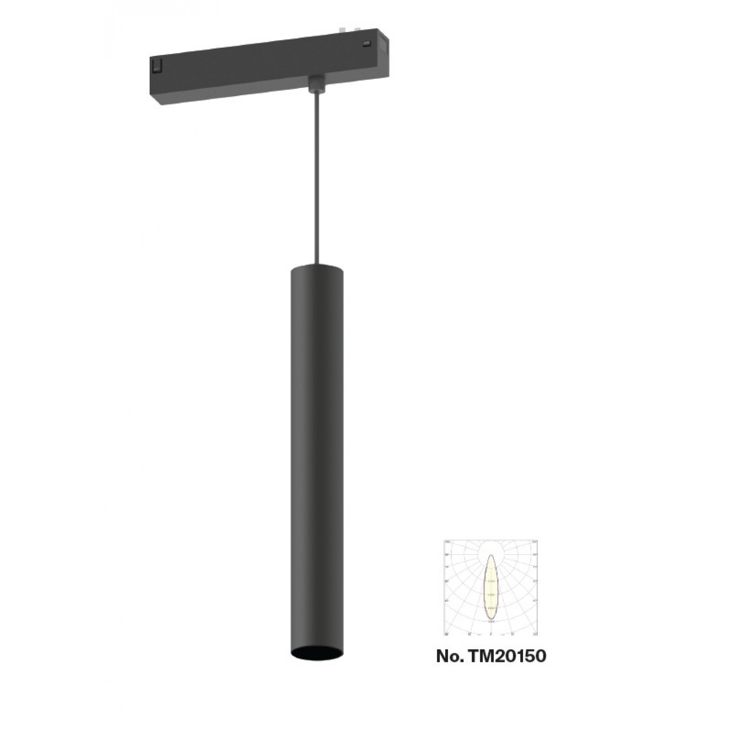 Κρεμαστό φωτιστικό LED 10W, 3CCT, 24°, για μαγνητική ράγα 220V  σε μαύρη απόχρωση D: 4x30cm (TM20150)