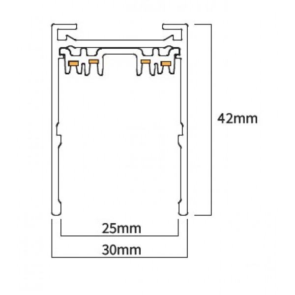 Μαγνητική ράγα 220V με κάλυμμα μαύρη D:2m (TRM20012)