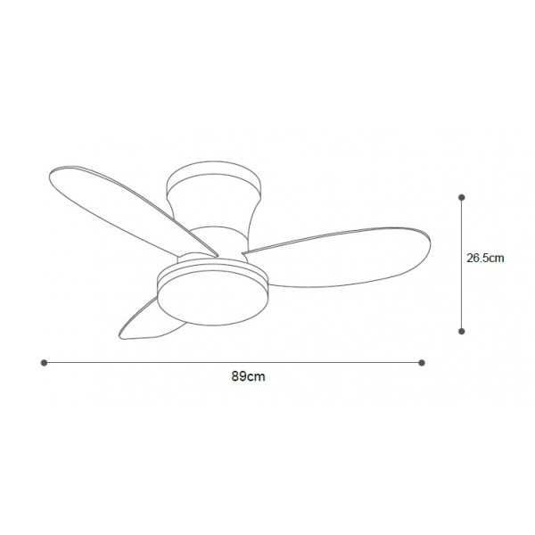 Ανεμιστήρας οροφής AURORA Ανεμιστήρας Οροφής με LED 20W, DC Μοτέρ & Smart App - Γκρι/Ξύλο (102001030) γκρι με ξύλινα πτερύγια 89cm, AURORA LED 20W 3CCT App Control