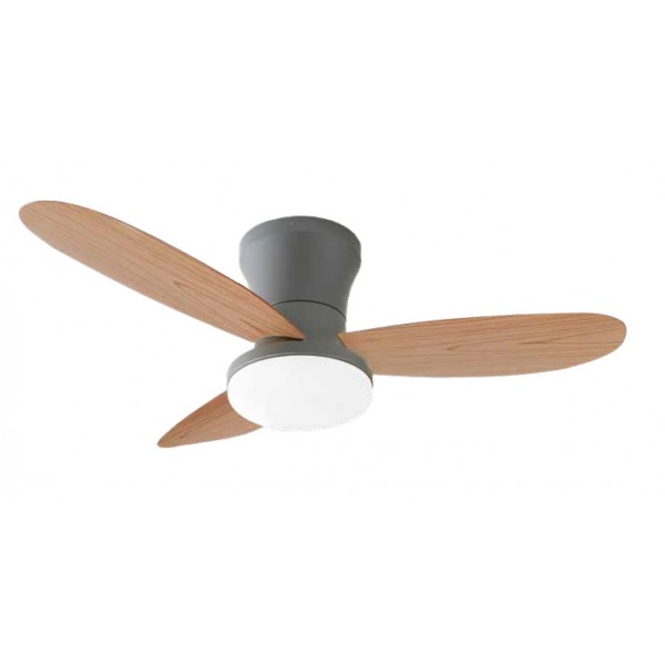 Ανεμιστήρας οροφής AURORA Ανεμιστήρας Οροφής με LED 20W, DC Μοτέρ & Smart App - Γκρι/Ξύλο (102001030) γκρι με ξύλινα πτερύγια 89cm, AURORA LED 20W 3CCT App Control