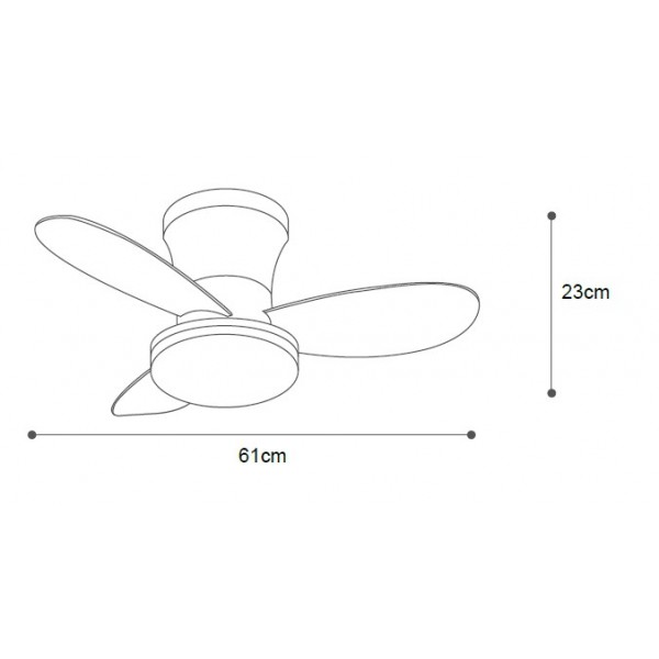Ανεμιστήρας οροφής bay γκρι με ξύλινα πτερύγια, Compact ανεμιστήρας οροφής BAY 20W LED 3CCT με App, BAY smart ceiling fan grey and wooden finish 2456lm