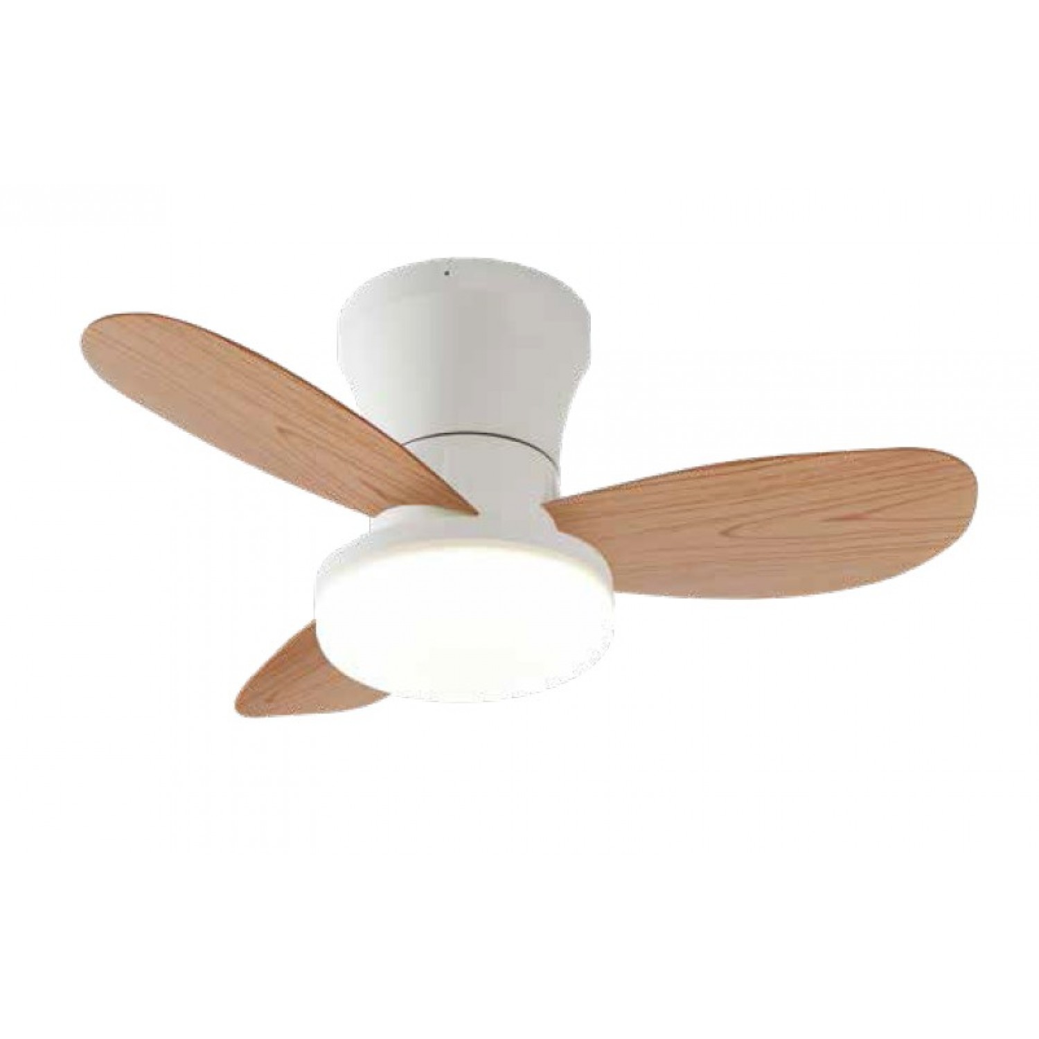 Ανεμιστήρας οροφής bay λευκός με ξύλινα πτερύγια, Compact ανεμιστήρας οροφής BAY 20W LED 3CCT με App, BAY smart ceiling fan white and wooden finish 2456lm