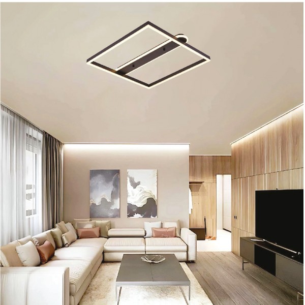 Πλαφονιέρα οροφής LED 35W 3CCT σε μαύρη απόχρωση D:50x50cm (6110)