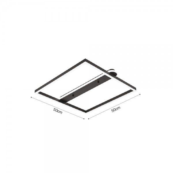Πλαφονιέρα οροφής LED 35W 3CCT σε μαύρη απόχρωση D:50x50cm (6110)