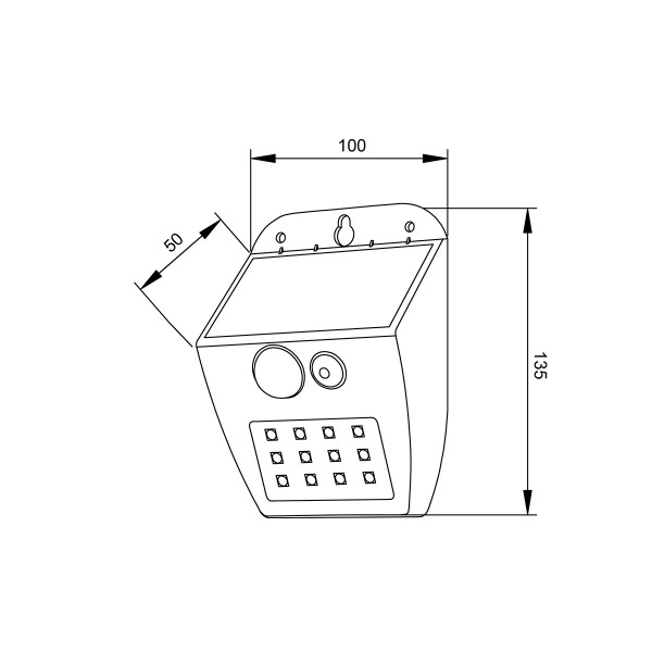 Meribel LED 2W 3000K  Solar Outdoor Wall Lamp Black D:130x10x50mm (80207011S)