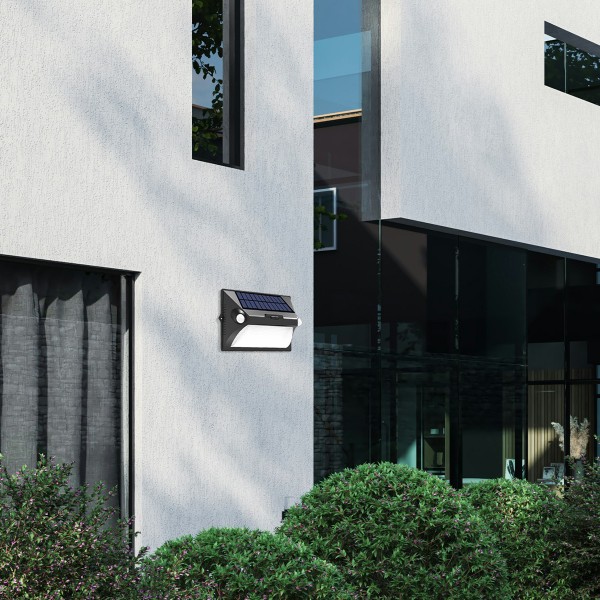 Teal LED 10W Solar Outdoor Wall Lamp Black D:255 x 181mm (80207111S)