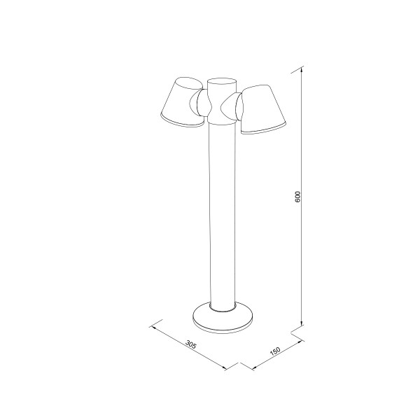 Shasta 2xGU10 Outdoor Pole Light Black D:150x305x600mm (80400814)