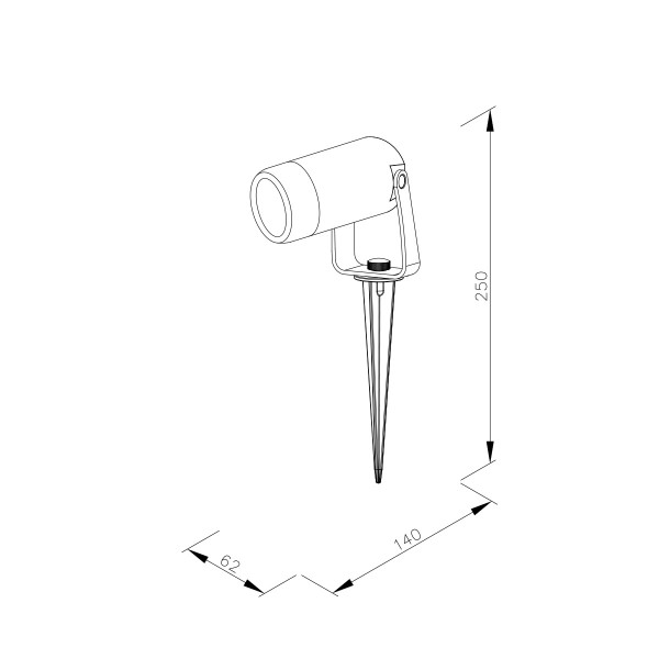 Erling 1xGU10 Outdoor Spike Light Black D:62x140x250mm (80600314)