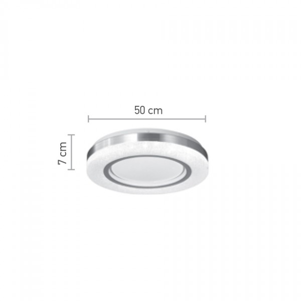 Πλαφονιέρα οροφής LED 72W 3CCT (by tuya) από λευκό και ασημί ακρυλικό D:50cm (42016-Α)