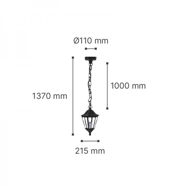 Redfish 1xE27 Outdoor Pendant Light Black D:137cmx21.5cm (80300114)