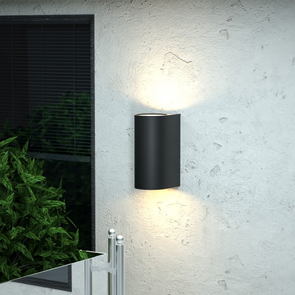 Michigan 2xGU10 Outdoor Up-Down Wall Lamp Anthracite D:14.7cmx9cm (80200144)