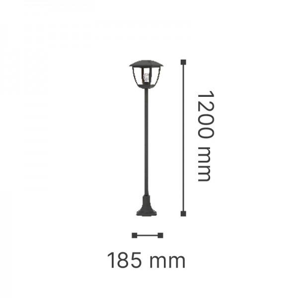 Avalanche 1xE27 Outdoor Pole Light Black D:120cmx18.5cm (80500114)