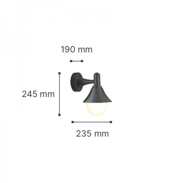 Rabun 1xE27 Outdoor Wall Lamp Black D:24.5cmx23.5cm (80202514)