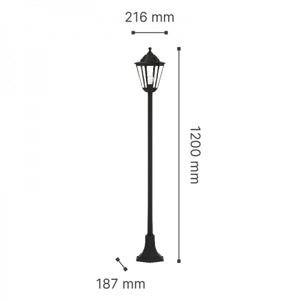 Redfish 1xE27 Outdoor Pole Light Black D:120cmx21.6cm (80500214)